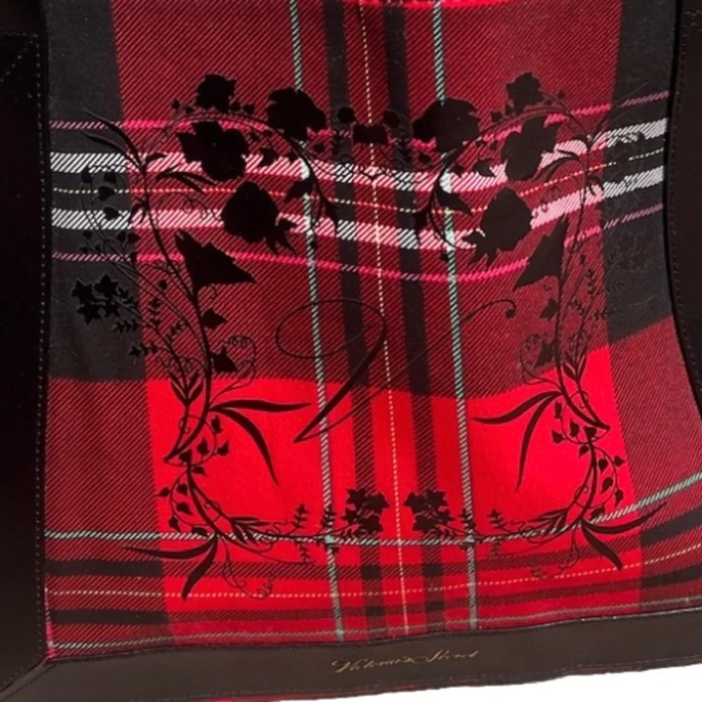 Victoria’s Secret Plaid Tote Bag with Black Handles NWOT